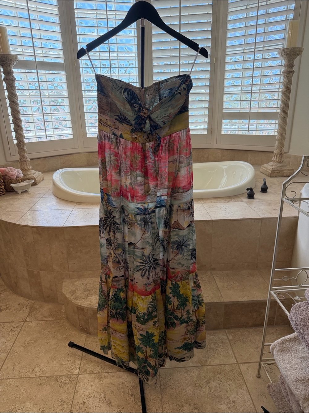 Zimmermann Strapless Tropical Print One-Piece Dress in Multicolor